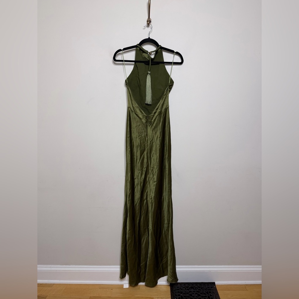 Reformation Bianca Silk Dress Moss Green Size 2 - Picture 9 of 11